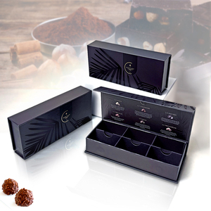 Phong Cách Mới Màu Đen Sang Trọng Thực Phẩm Giấy Hộp Quà Tặng Bao Bì Biểu Tượng Tùy Chỉnh Và Kích Thước Sô Cô La Kẹo Lật Từ Hộp Quà Tặng Giấy Thực Phẩm Hộp - Product Image 1
