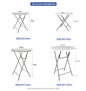Factory Delivery 80cm Diameter MDF Folding <strong>Table</strong> with High Legs Outdoor Home Use <strong>Foldable</strong> <strong>Bar</strong> Mesa Plegable Made of Plastic