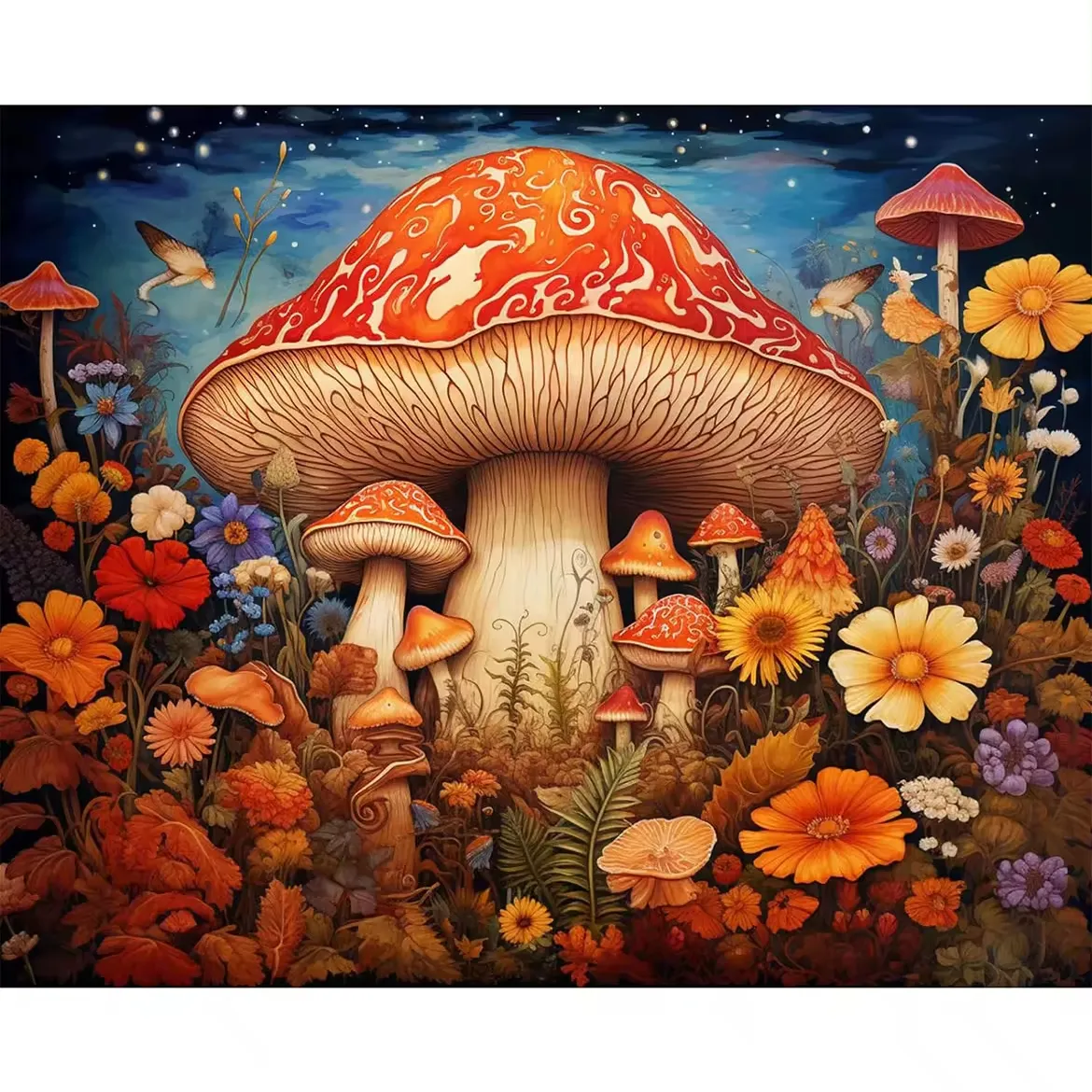 Painting By Number Kit Botanicals Flower Bush Mushroom Heaven and Earth Frameless Beautiful Atmosphere Home Decorative Painting
