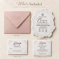 Suite d'invitations de mariage personnalisées en relief 3D à motifs floraux, avec carte RSVP dorée et enveloppe – Fabricant en gros, faible MOQ