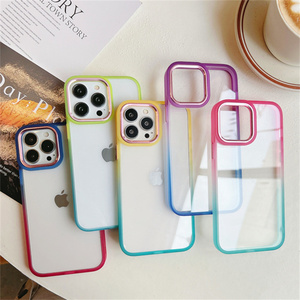 Lenti di metallo di lusso proteggere <span class=keywords><strong>arcobaleno</strong></span> gradiente trasparente custodia per cellulare Coloful <span class=keywords><strong>Cover</strong></span> per <span class=keywords><strong>iPhone</strong></span> 16 15 Plus 14 Pro Max 13 11 - Product Image 4