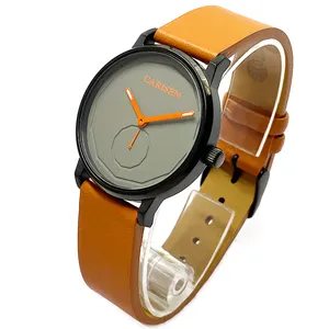 맞춤형 브랜드 자신의 슬림 골드 쿼츠 손목 시계 남성 스테인레스 스틸 사파이어 로고 시계 케이스 럭셔리 패션 옐로우