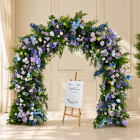 Arche de fleurs artificielles de luxe bordeaux pour décoration de mariage, rangée de roses bordeaux en soie pour toile de fond florale personnalisée