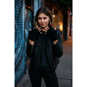 Gants mi-doigts unisexes écru pour la randonnée et la course à pied, modèle Eld02 - Product Image 4