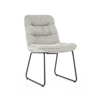 Chaise de salle à manger moderne à pieds en métal de haute qualité Salle de restaurant moderne Chaise de salle à manger en velours en tissu français avec dos incurvé gris