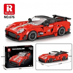 672 Blocs de construction Supercar 8 grilles, Voiture de course à assembler, Décoration éducative pour garçons, Petites particules en plastique ABS coloré - Product Image 5