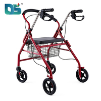 Déambulateur pliant léger à quatre roues avec siège, aide à la mobilité et chariot de courses pratique