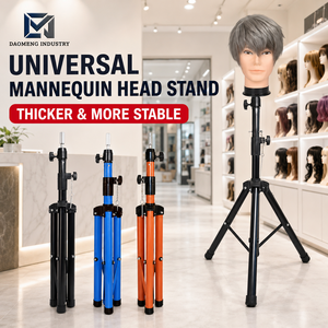 Support de Tête de Mannequin Universel Moderne pour l'Industrie, Trépied Réglable en Métal Pliable, Présentoir Commercial pour Perruques de Salon, Noir - Product Image 1
