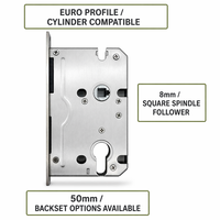 Serrure tubulaire magnétique silencieuse moderne en acier inoxydable, corps de 58x50mm, vis en alliage de zinc pour porte d'appartement ou de villa