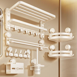 ราวแขวนผ้าขนหนูสีขาวขุ่นแบบสุญญากาศ 50-60 ซม. วัสดุ ABS และเหล็กคาร์บอน ดีไซน์มินิมอล ชั้นวางของในห้องน้ำ ไม่ต้องเจาะ - Product Image 5