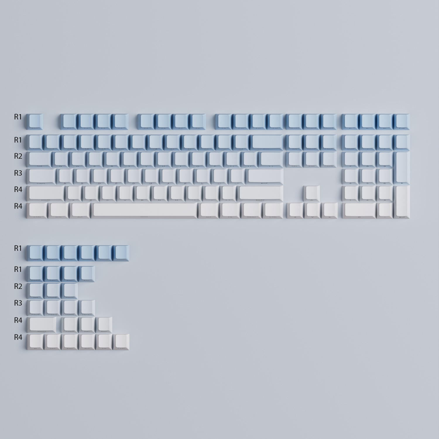 Juego de teclas degradadas azules (135 teclas)