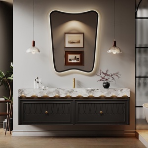 Original Oak French Vintage Stone Slab Integrated Basin <b>Wall</b>-Mounted Smart Lighting <b>Mirror</b> <b>Wall</b>-Mounted Bathroom Vanity - Product Image 4