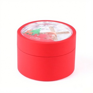 High Quality Christmas LED Jewelry <b>Gift</b> <b>Box</b> <b>Red</b> Round Suede Lining Ring Necklace <b>Gifts</b> Set Jewelry Packaging Storage <b>Box</b> - Product Image 5