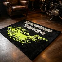 Tapis tufté noir et vert flamme, tapis rectangulaire graphique en peluche, tapis de sol doux et moelleux pour la décoration du salon et de la chambre