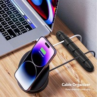 Organisateur de fil de câble en silicone poreux multifonctionnel réutilisable auto-adhésif Clip de gestion d'enroulement de câble en silicone USB pour téléphone