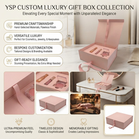 Ensemble d'emballage cadeau rose de luxe sur mesure, boîte rigide pliable avec fermeture magnétique et ruban en satin