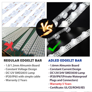 โมดูลไฟ LED แบบ Edgelight IP20 18LED/เมตร 28.8W DC24V 45×15 °   สำหรับกล่องไฟด้านเดียวขนาด 80-200 มม. รับประกัน 7 ปี - Product Image 4