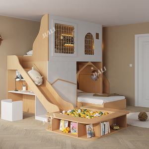 Muebles de Dormitorio para Niñas Estilo Princesa, Cama Alta de Madera Maciza con Tobogán y Piscina de Pelotas para Niños y Adultos - Product Image 2