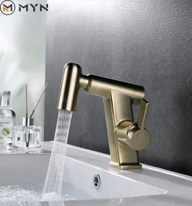 2024 Meiyani oro girevole digitale Display temperatura bagno rubinetto del bacino con acqua calda fredda tirare il bagno lavandino Mixer
