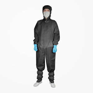 <span class=keywords><strong>ESD</strong></span>ストライプスタイル帯電防止黒色軽量クリーンルームカバーオール（耳ネット付き、電子工場向け） - Product Image 2