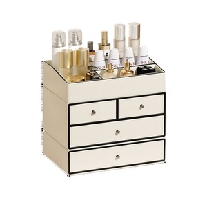 Cosmetic <b>Storage</b> <b>Box</b> With Drawers Leather Makeup Organizer Desktop Skincare Jewelry Holder High Capacity Dressing Table Rack - Product Image 5