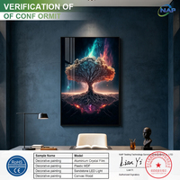 Peinture porcelaine cristal Arbre de Vie cosmique taille personnalisée nébuleuse galaxie art mural décoration luxe salon maison