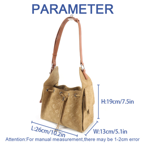 Bolso casual de gamuza tipo cubo para mujer, bandolera con cordón, cartera pequeña de moda - Product Image 6