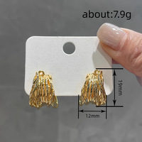 Kadınlar için Sarılmış Metal Çizgili Küpe, 12mm, Beyaz Altın ve Altın Kaplama Pirinç Kore Tarzı, 2 Renk