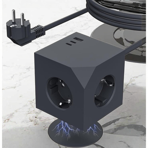 KC CE Cube Socket Portable Travel 16A Surge 3 AC Outlets 1 <b>USB</b> 2 TYPE-<b>C</b> 1.4M Cable European Multiple Socket - Product Image 1