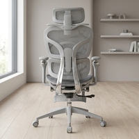 Chaise de jeu LED RGB, chaise en mesh, design ergonomique, hauteur réglable, vérin à gaz 2 positions, siège en cuir minimaliste inclinable et pivotant