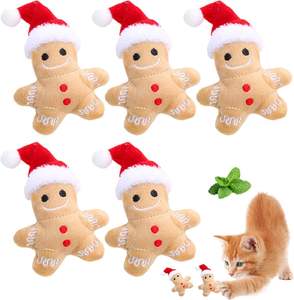 ของเล่นสัตว์เลี้ยงขายส่ง ของเล่นแมวน่ารัก ตุ๊กตาขนมปังขิงคริสต์มาส ของเล่นแมวแคทนิป ของเล่นลูกสุนัข ของเล่นสุนัขและแมว ของเล่นแมวแบบอินเทอร์แอคทีฟ - Product Image 2