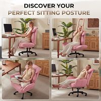 Silla de Oficina Ejecutiva Ergonómica Reclinable de Diseño Minimalista con Asiento Ancho Rosa, Respaldo Cruzado y Resortes Individuales para Máxima Comodidad