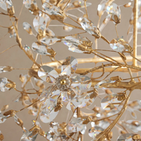 Lustre moderne suspendu en cristal en forme de fleur en acier pour restaurant, salon, salle à manger, hall d'entrée