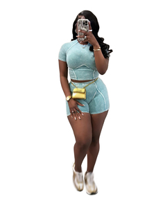 Conyson Custom <strong>Clothing</strong> Top Two Piece Shorts Pants Set Joggers Outfits High Waistline <strong>Cute</strong> Fashion Sweatsuit Women <strong>Clothing</strong> Set - Product Image 3