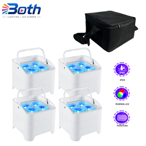 4pcs with bag Waterproof <b>Battery</b> Powered <b>LED</b> Par Light 4x18W RGBWA UV Wireless Uplight for Outdoor DJ Events - Product Image 1