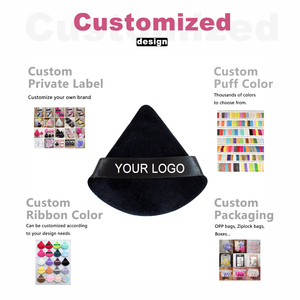 Houppettes de <span class=keywords><strong>maquillage</strong></span> en velours doux pour usage sec et humide, en gros, sous marque privée, houppettes triangulaires roses, noires et blanches pour poudre libre - Product Image 6