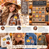 En gros Patch brodé Feuille d'érable à carreaux d'automne, thermocollant et à coudre