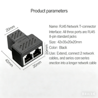 Connecteur de câble réseau RJ45, adaptateur répartiteur 1-à-2 pour extension de câble réseau à trois voies