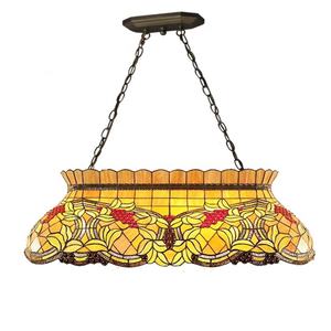 Lustre Tiffany rectangulaire de 42 pouces à motif de raisins en verre teinté pour salle à manger, hôtel, décoration, disponible en taille moyenne - Product Image 4