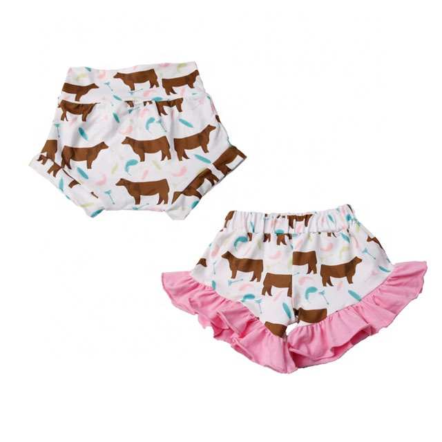 2021 Boutique Sommer Kleinkind Kleinkind Bloomers Mädchen Rüschen Short ies Twin Pattern für Baby Bummies