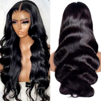 Wig Kepang Lace Frontal 13*6 Warna Alami Gelombang Body 100% Rambut Manusia Virgin Brazil Kepadatan 250% Untuk Wanita Kulit Hitam