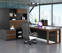 Escritorio Ejecutivo de Madera Estilo Simple, Mesa Individual para Líder de Empresa, Muebles para Oficina