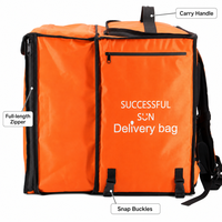 Sac isotherme extensible réfléchissant orange, grand format, avec doublure en aluminium, pour livraison de repas en gros, directement de l'usine