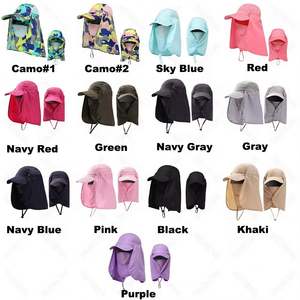New Anti UV Outdoor UPF 50+ Nylon Foldable Cap Removable Flap and Face Cover Custom logo Trucker <b>Hats</b> for Women <b>Men</b> - Product Image 3