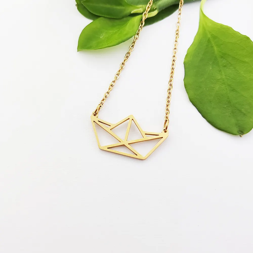 Crown Necklace Collar De Oro 18k Joyas Enchapado En Oro Brasil Origami Necklace 18 Karat Edelstahl Kett Collier Femme