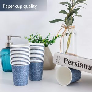 Vasos de papel desechables de 3 oz directos de fábrica, vasos florales azul marino para enjuague bucal, para baño y muestras, vasos pequeños para beber al por mayor, OEM - Product Image 5