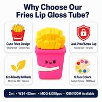 ISMAN Tube de brillant à lèvres pour enfants 2ml, boîte en silicone, emballage cosmétique vide en plastique jaune, rouge, rose, personnalisé, coupe ondulée, vente en gros