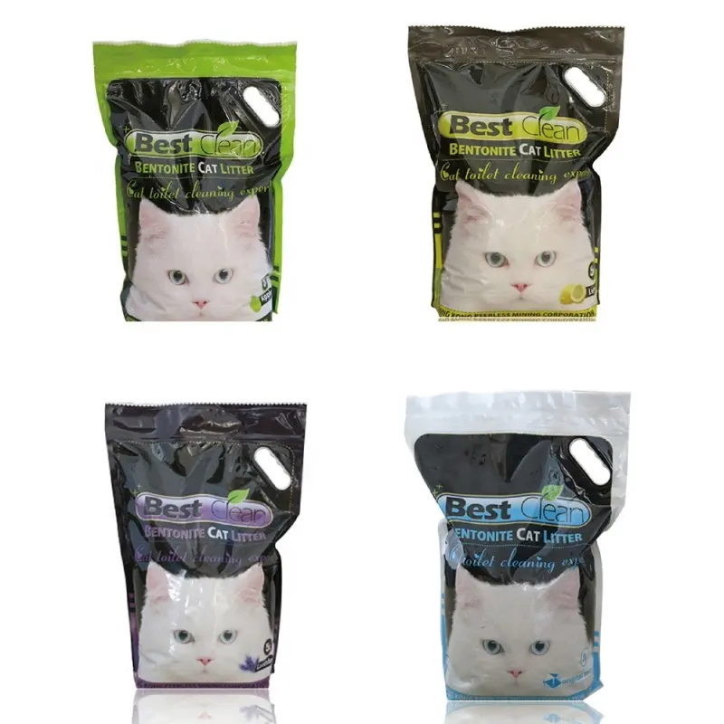 Dans des sacs, contrôle des odeurs à 1 niveau, agglomération rapide en 3s, litière pour chat en bentonite naturelle, personnalisable, service OEM disponible