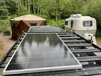 Panel Solar Bifacial de 100W 12V con Marco Negro, Panel de Vidrio de Alta Eficiencia Tipo N para Techo de Autocaravana, Marina, Camping, Cabaña, Barco