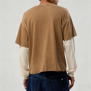 เสื้อยืดโอเวอร์ไซส์ทรงหลวม แขนเสื้อแบบดรอปโชว์เดอร์ ผ้าคอตตอน 100% หนัก 300 กรัม แบบสองชั้น สไตล์สตรีทแวร์ สำหรับผู้ชาย - Product Image 3